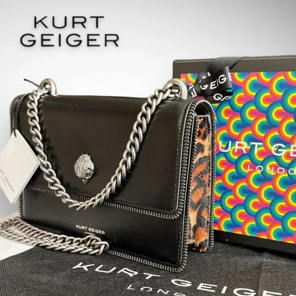 NWT Kurt Geiger London Shoreditch Small Leather & Genuine Calf Hair Shoulder Bag - Picture 4 of 17